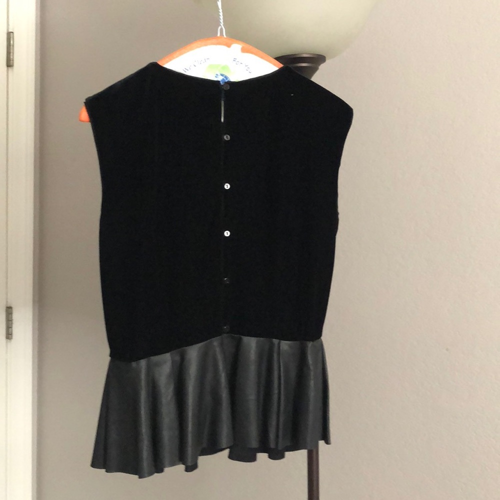 Black Velvet like top with leather bottom